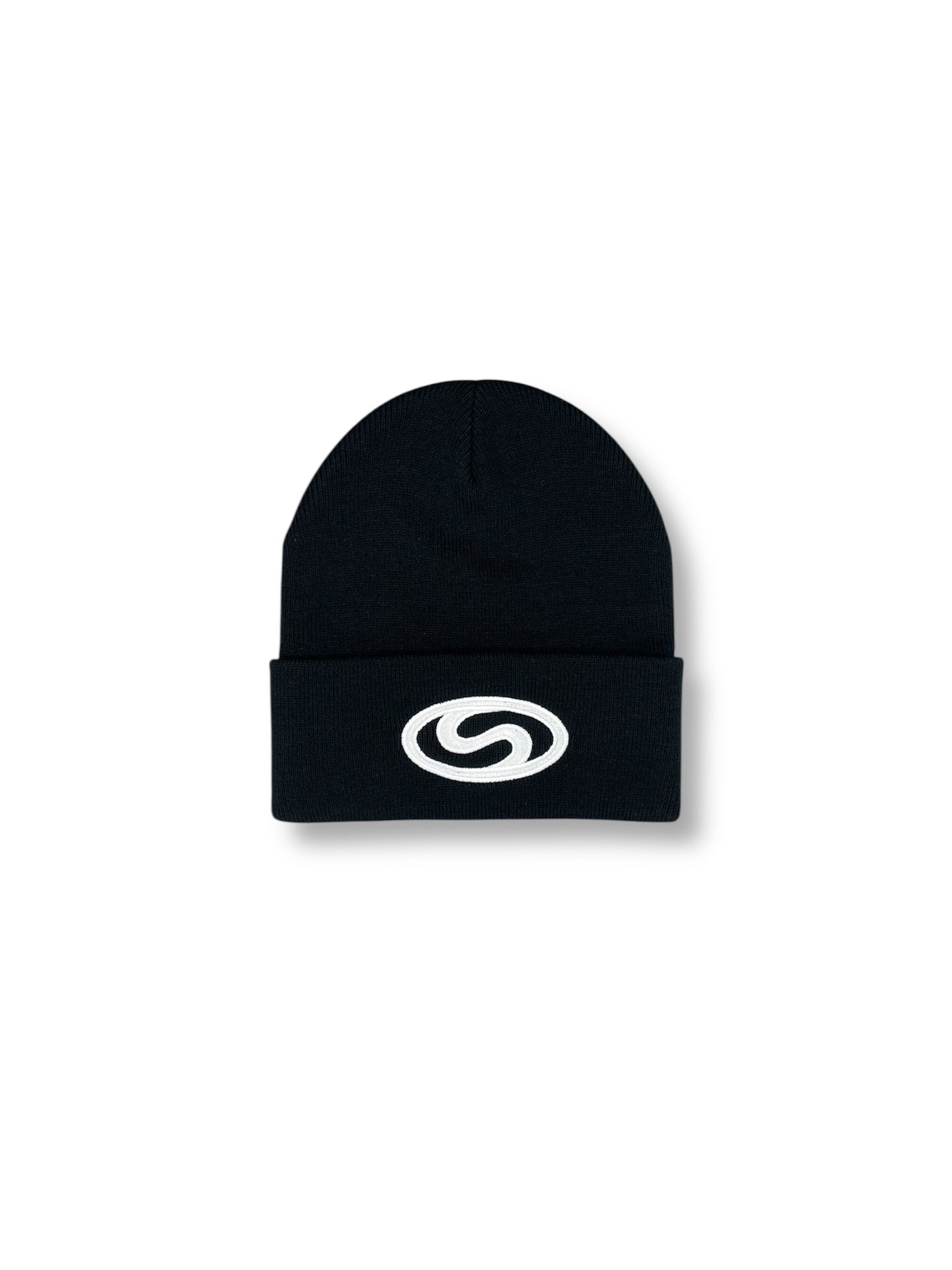 STRKRS mens women's unisex 100% acrylic cuffed beanie with Balance Logo oval swirl S on front
