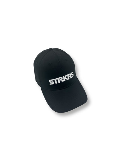 STRKRS mens women's unisex 3D embroidered 100% cotton structured six-panel adjustable strap black and white core logo baseball cap