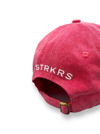 STRKRS mens women's unisex 3D embroidered 100% cotton unstructured six-panel adjustable strap warm red revolution cap